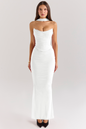 Strapless Corset Top with Detachable Neck Scarf Gown