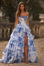 Strapless Ruffled Layers and High Slit Gown