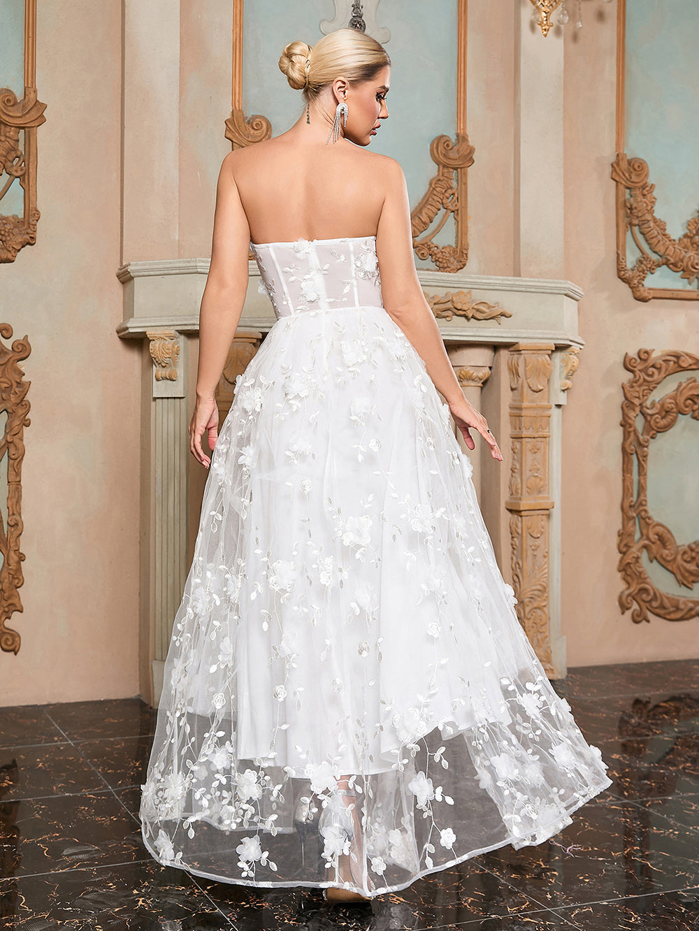 White Sheath Split Mesh Dress
