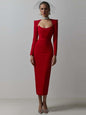 Square Neck Cowl Shoulder Bandage Dress