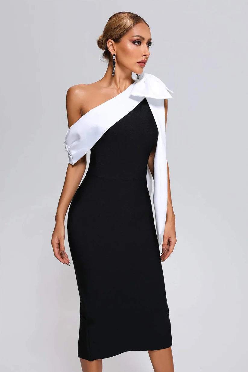 Bow-tie Off Shoulder Midi Dress
