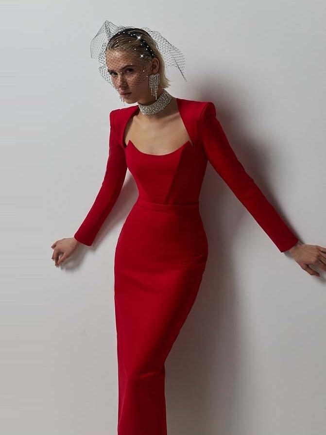 Square Neck Cowl Shoulder Bandage Dress