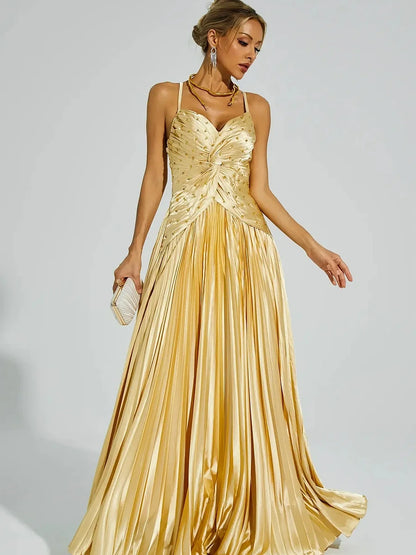 Halterneck Beadwork Strap Maxi Dress