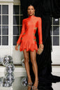 Sexy Hollow out Rhinestone Pleated Mini Dress