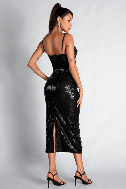 Pearl Cutout Strap Maxi Dress