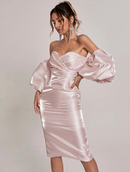 Bubble Sleeve Backless Slim Mini Dress