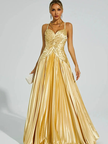 Halterneck Beadwork Strap Maxi Dress