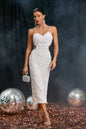 Exquisite Beaded Cutout Halter Midi Dress