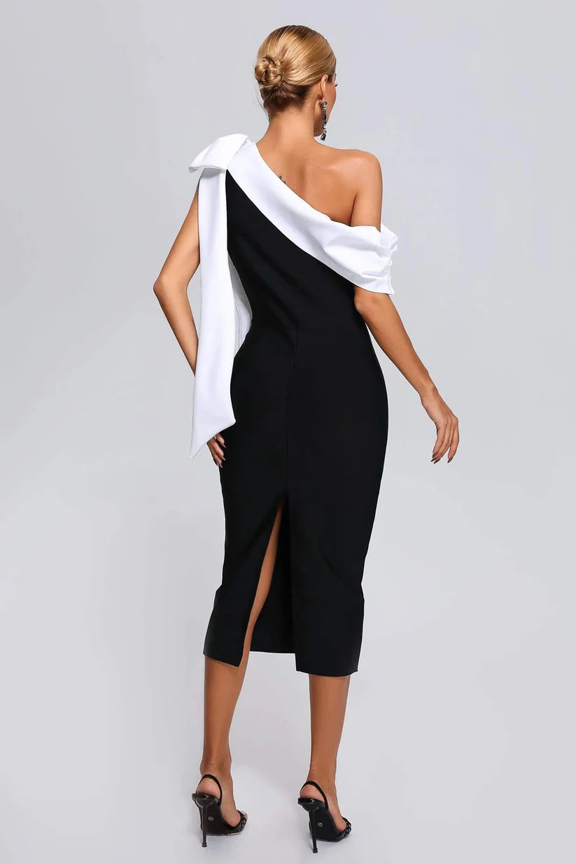 Bow-tie Off Shoulder Midi Dress