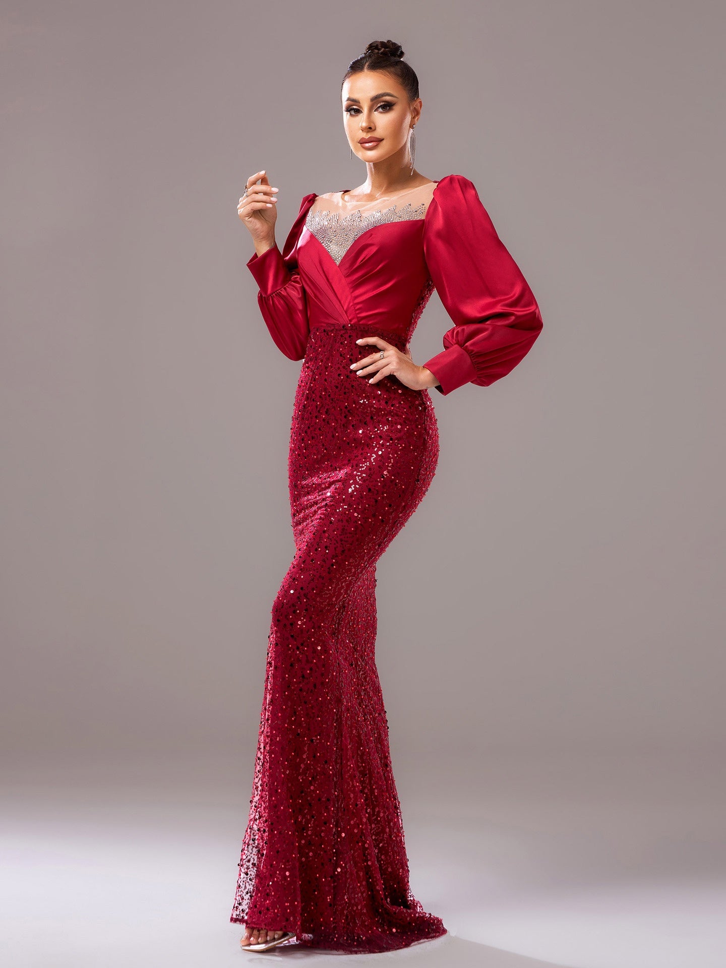 Formal Party Bodycon Beaded Sequin Bridesmaid Gown