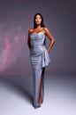 YS-Strapless Dress with Ruched Detailing