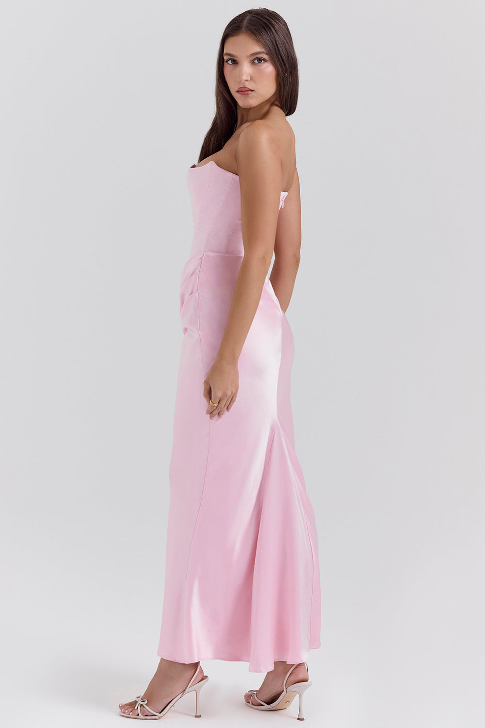 Strapless Corset Sleeveless Herringbone Maxi Dress