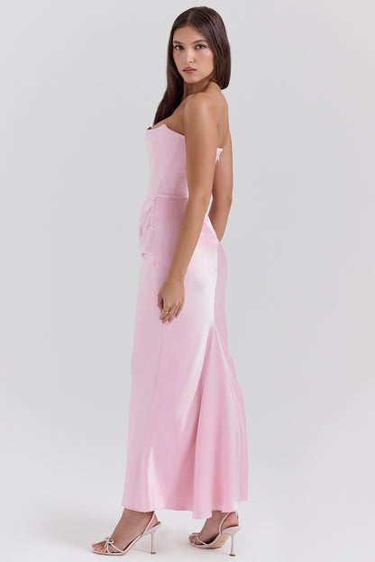Strapless Corset Sleeveless Herringbone Maxi Dress