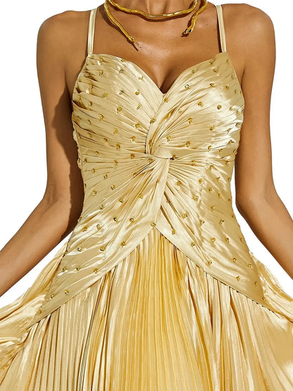 Halterneck Beadwork Strap Maxi Dress