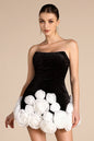 Off Shoulder 3D Flower Mini Dress