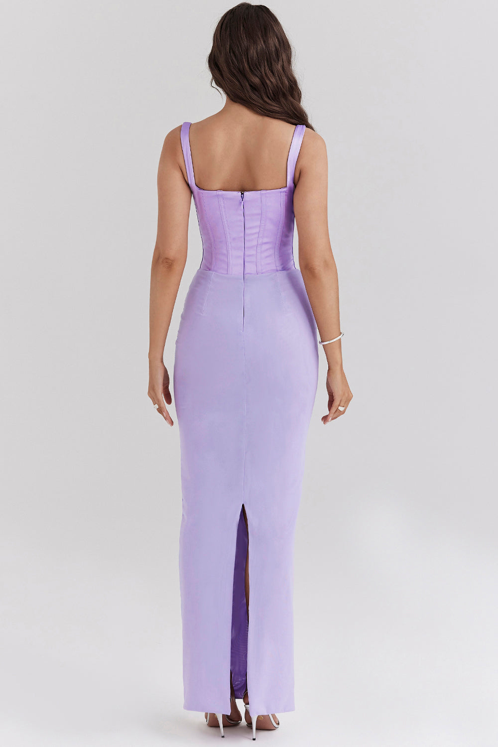 Orchid Satin Corset Maxi Dress