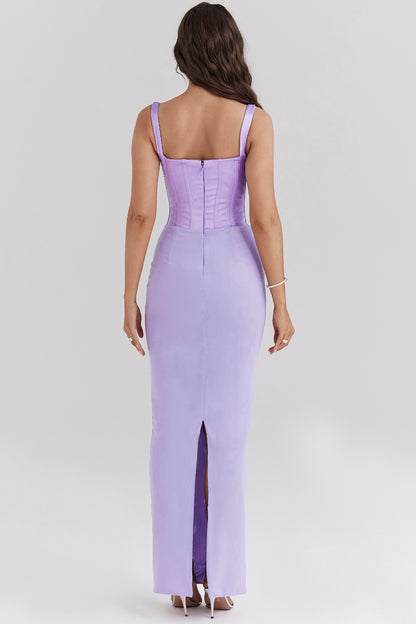 Orchid Satin Corset Maxi Dress