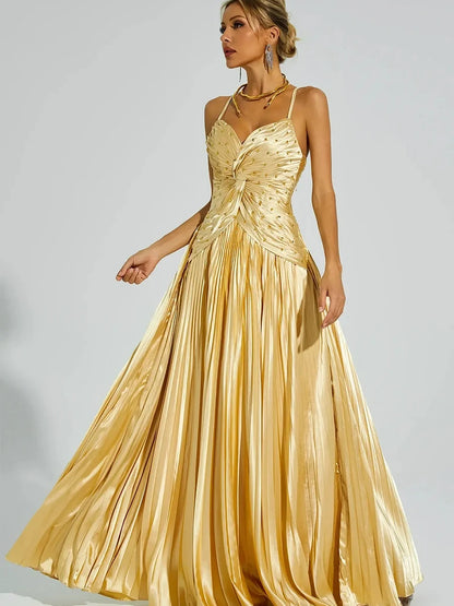 Halterneck Beadwork Strap Maxi Dress