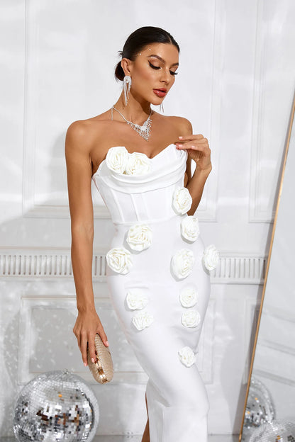 Sheath Floral Bandage Maxi Dress