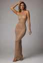 Sheer Embellished High Neck Evening Gown