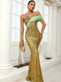 One-Shoulder Diamond Maxi Dress