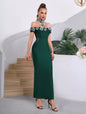 Diamond Off Shoulder Sexy Heavily Embellished One Shoulder Maxi Dress