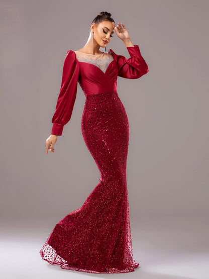 Formal Party Bodycon Beaded Sequin Bridesmaid Gown