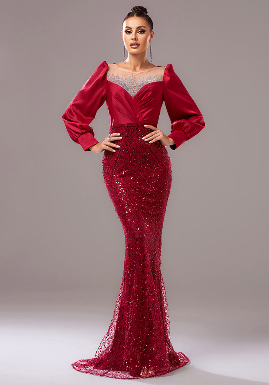 Formal Party Bodycon Beaded Sequin Bridesmaid Gown