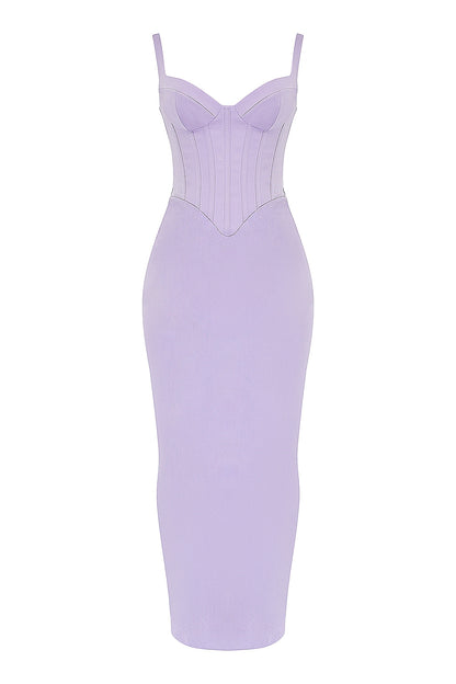 Orchid Satin Corset Maxi Dress