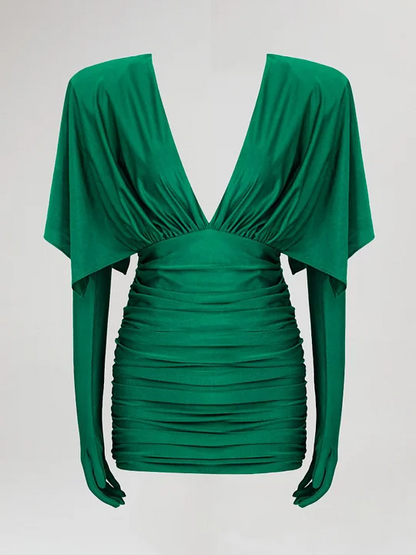 V-neck Pleated Two-Way Wrap Skirt
