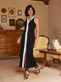 V Neck Button Knitted Midi Dress In Black