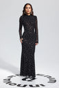 Rhinestone Bodycon Long Sleeves Maxi Dress