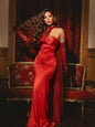 Satin Strapless Mermaid Gown（Leather gloves included）