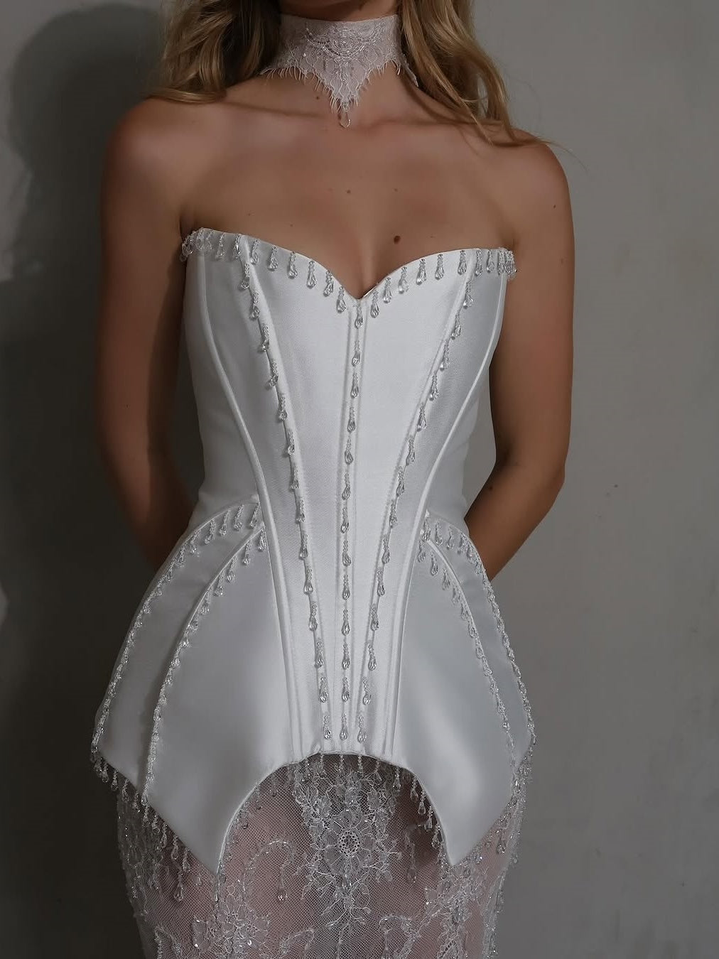 Corset Bodice White Strapless Dress