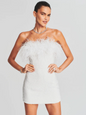 Backless Ostrich Feather Fringe Sheath Dress