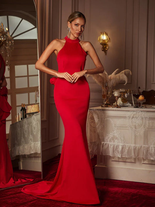Fairly Halterneck Flower Maxi Dress