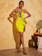 Heavy Diamante Deep V Sheath Bandage Dress