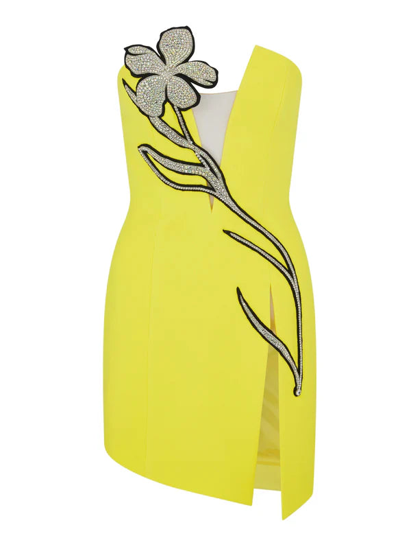 Heavy Diamante Deep V Sheath Bandage Dress