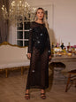 Lace Long Sleeve Bodycon Crossover Sequin Dress