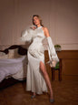 Hanging Neck Strapless Flared Sleeve Split Maxi Dress