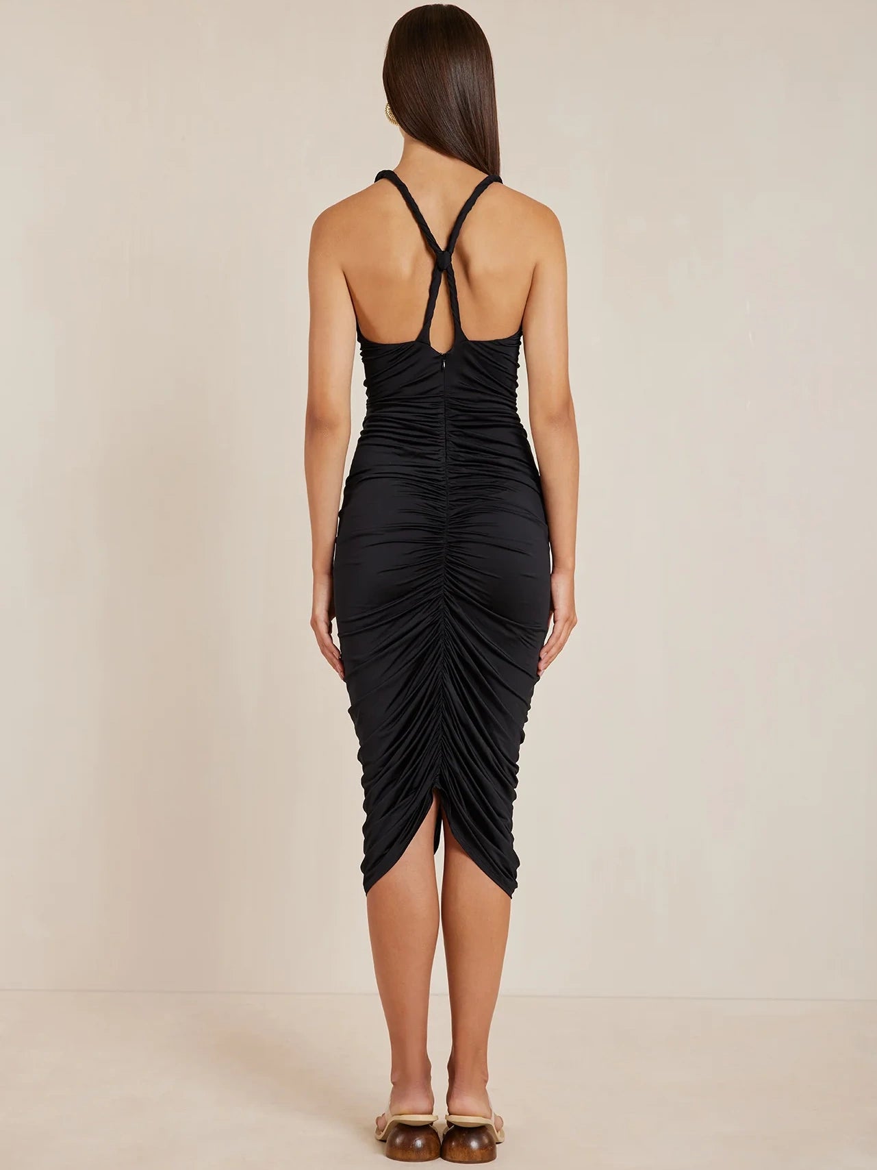 Halter Neck Sequined Slim Fit Hip Midi Dress
