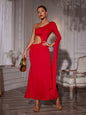 Strapless Sleeveless Flared Sleeve Cutout Maxi Dress