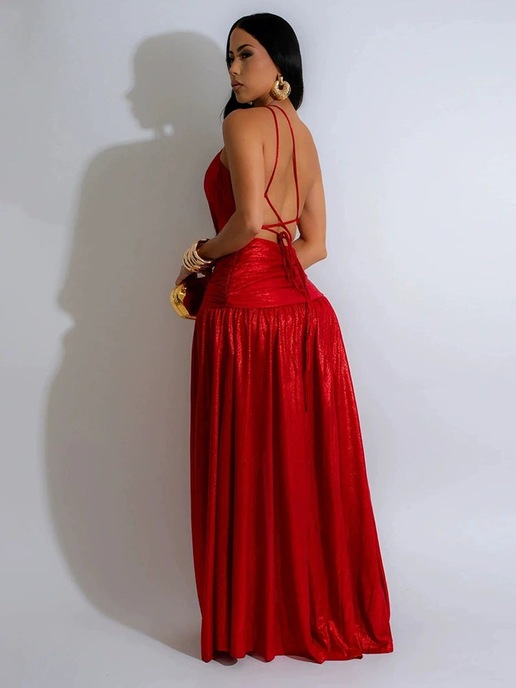 Glamorous Choice Gold Metallic Long Dress