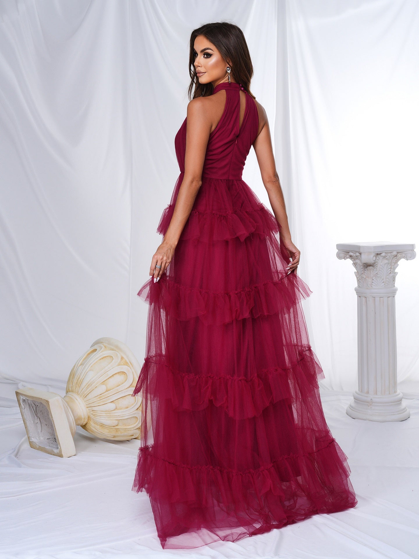 Off-Shoulder Round Neck Beach Vacation Long Bohemian Maxi Dress