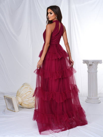 Off-Shoulder Round Neck Beach Vacation Long Bohemian Maxi Dress
