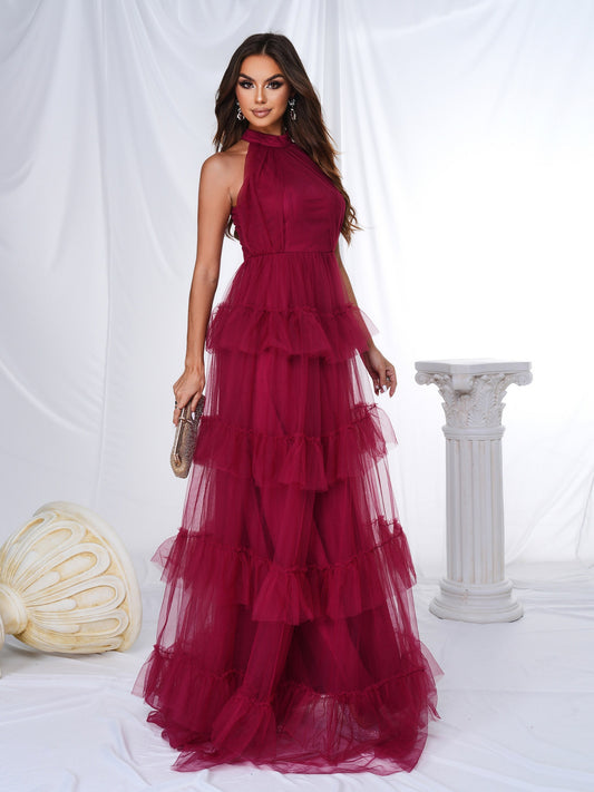 Off-Shoulder Round Neck Beach Vacation Long Bohemian Maxi Dress