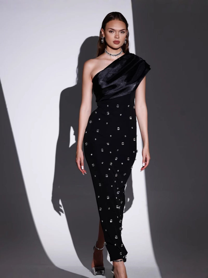 Off-Shoulder Diamond Bandage Evening Dress