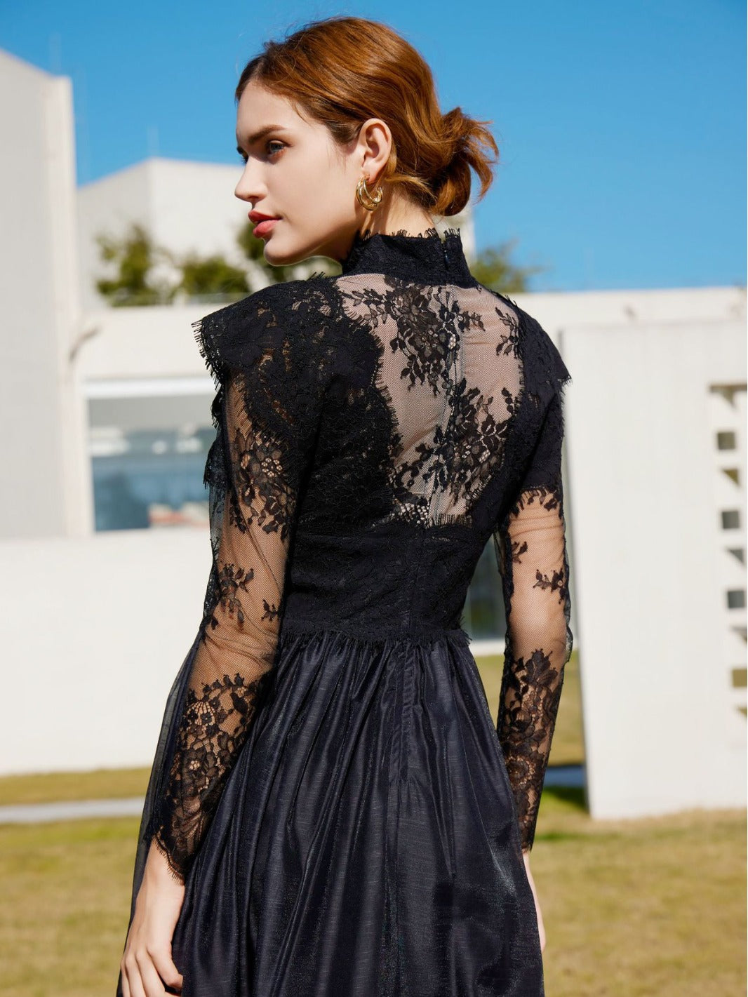 Long Sleeve Lace Turtleneck Dress
