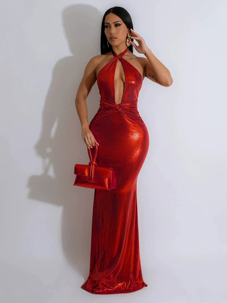 Ace Of Spades Halter Maxi Dress
