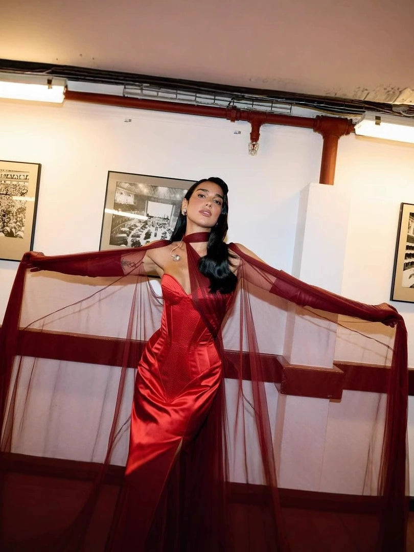 Satin Strapless Mermaid Gown（Leather gloves included）